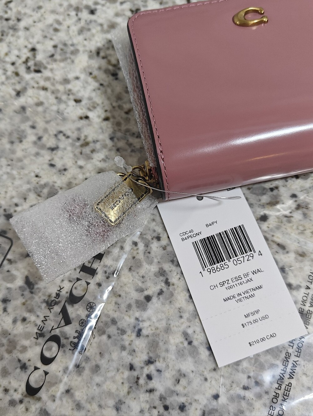 Coach Essential Billfold Wallet With Charms (peony pink) - Picture 4 of 11